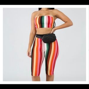 Biker Stripe Short Set